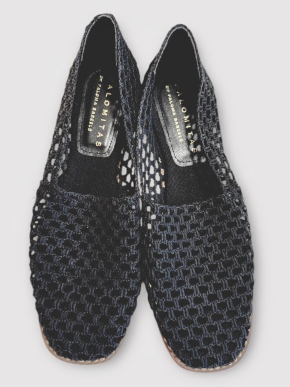 NWT Palomitas by Paloma Barceló Belma Black Mesh Slip On Espadrilles Sz EU 39
